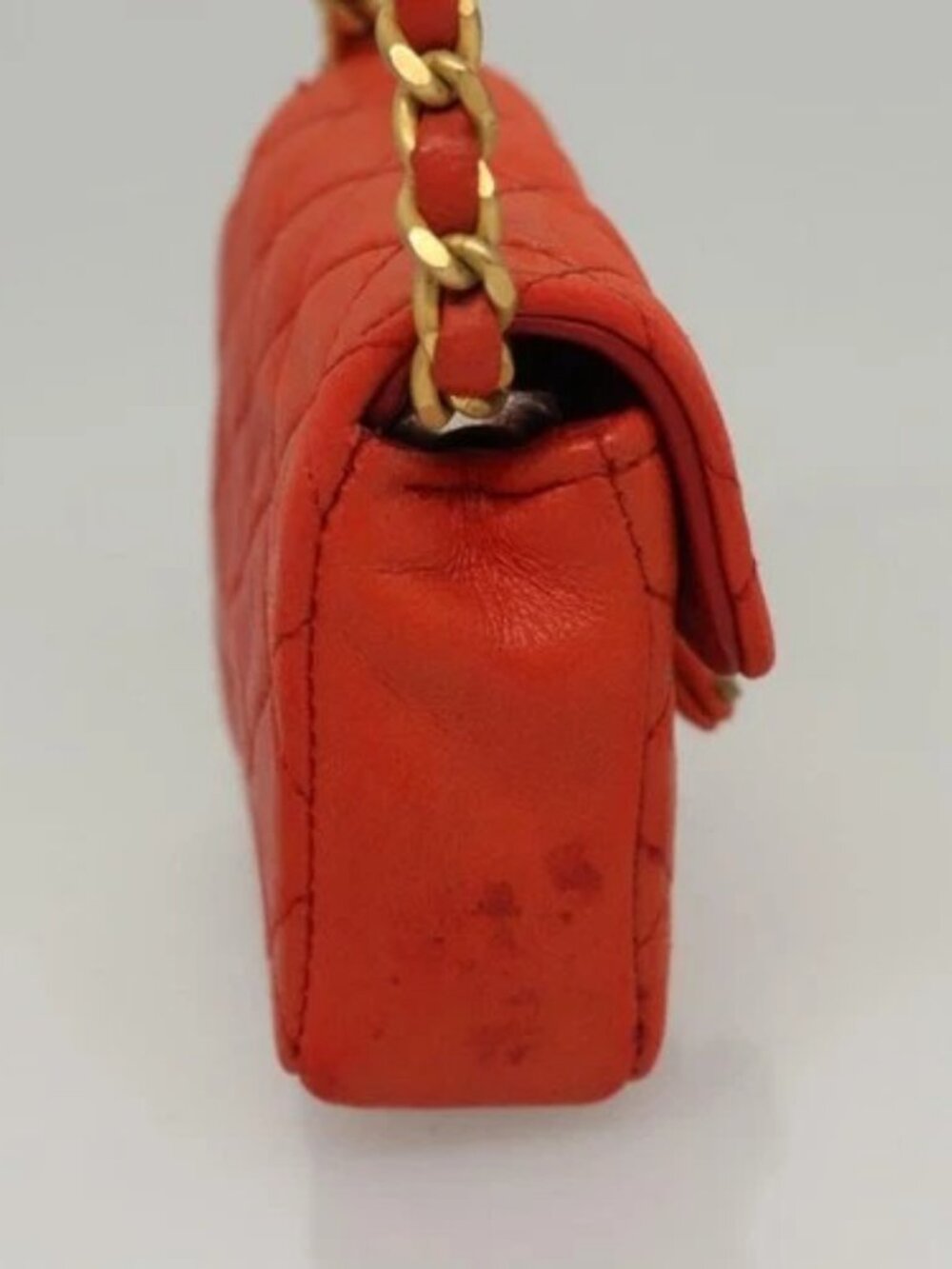 CHANEL Mini Mini Matelasse Charm Lamb Skin Orange CC Auth BD1634 - Picture 5 of 15